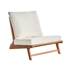 Chaise d'extérieur avec coussin bois d'acacia blanc cassé