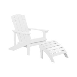 Chaise d'extérieur avec repose-pied blanc