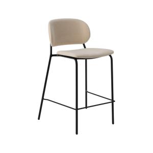 Chaise d'îlot 65 cm tissu écru et pieds métal
