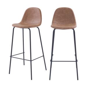 Chaise de bar 75 cm en cuir synthétique marron clair (lot d…