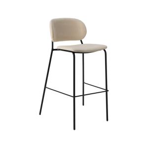 Chaise de bar 75 cm tissu écru et  pieds métal