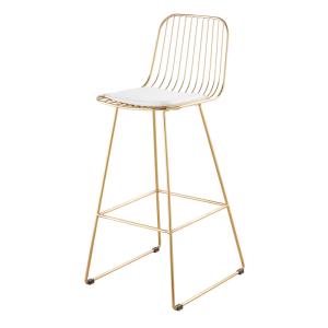 Chaise de bar en acier doré et blanche H76
