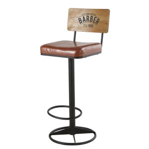 Chaise de bar en acier noir et assise marron H75