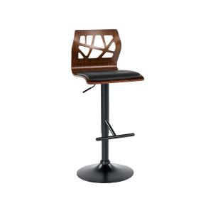 Chaise de bar en bois foncé et cuir PU noir II