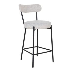 Chaise de bar en tissu bouclé écru