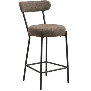 Chaise de bar en tissu bouclé marron