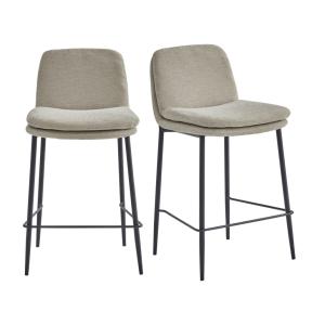 Chaise de bar en tissu Luxury Grège (x2)