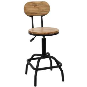 Chaise de bar hauteur réglable en bois et métal ace