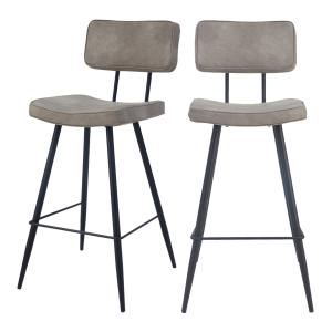Chaise de bar mi-hauteur 65 cm en cuir synthétique gris (x2…