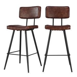 Chaise de bar mi-hauteur 66 cm en cuir synthétique marron (…