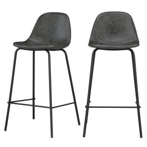 Chaise de bar mi-hauteur en gris/noir 65 cm (lot de 2)