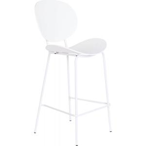 Chaise de bar minimaliste blanche en PP et métal Blanc