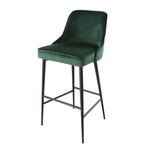 Chaise de bar professionnelle vintage en velours vert foncé…