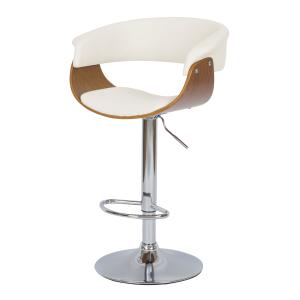 Chaise de bar réglable 59/81 cm en cuir synthétique blanc