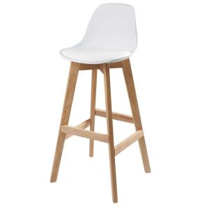 Chaise de bar style scandinave blanche et chêne H77