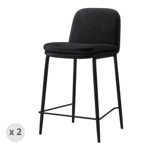 Chaise de bar tissu Retro Noir (x2)