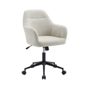 Chaise de bureau à roulettes ajustable métal et tissu beige…
