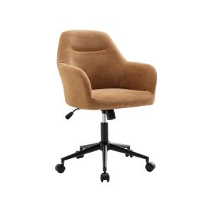 Chaise de bureau à roulettes ajustable métal et tissu camel…