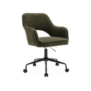 Chaise de bureau à roulettes bouclettes kaki foncé