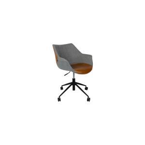 Chaise de bureau à roulettes en cuir et tissu gris