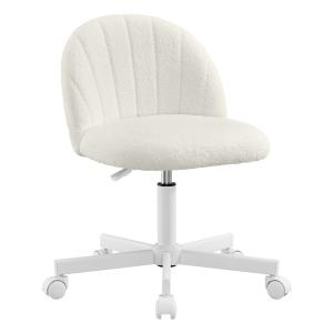 Chaise de bureau chaise coiffeuse en tissu peluche blanc cr…