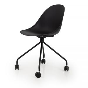 Chaise de bureau design à roulette en plastique noir