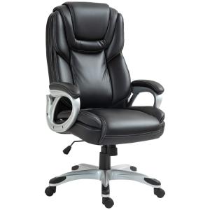 Chaise de bureau dossier haut revêtement synthétique noir