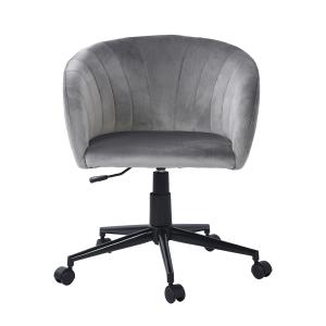 Chaise de bureau du milieu du siècle effet velours gris