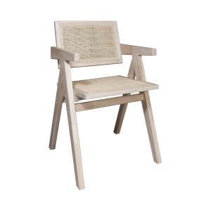 Chaise de bureau en bois de pin et canage beige