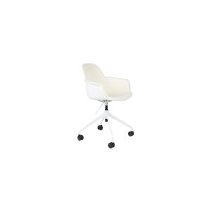 Chaise de bureau en plastique et tissu blanc