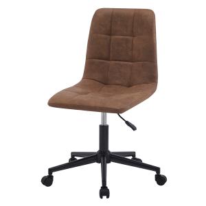Chaise de bureau en similir marron avec base en metal