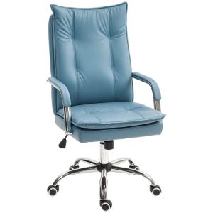 Chaise de bureau ergonomique dossier haut inclinable bleu