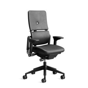 Chaise de bureau ergonomique en tissu noir 66.5 x 66 x 107