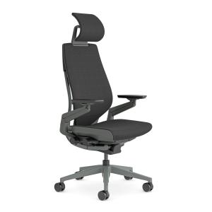 Chaise de bureau ergonomique en tissu noir 66 x 62.5 x 107