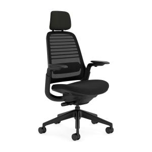 Chaise de bureau ergonomique en tissu noir 66 x 64 x 112