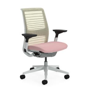 Chaise de bureau ergonomique en tissu rose 73 x 58 x 98