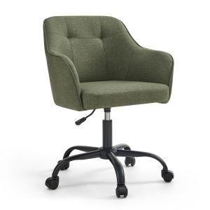 Chaise de bureau ergonomique tissu coton-lin vert