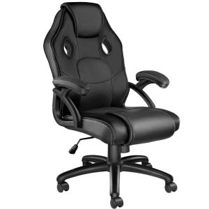 Chaise de bureau gaming ergonomique en cuir synthétique noi…