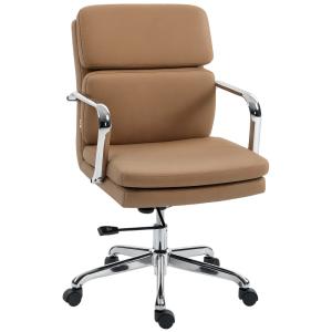 Chaise de bureau hauteur réglable cuir synthétique marron