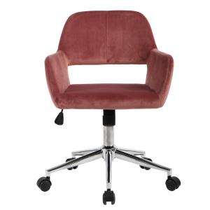 Chaise de bureau moderne en velours rose