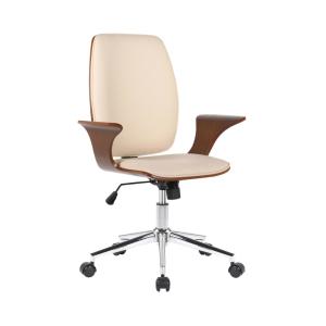 Chaise de bureau Pivotant en pvc und synthetik Noyer / Crèm…