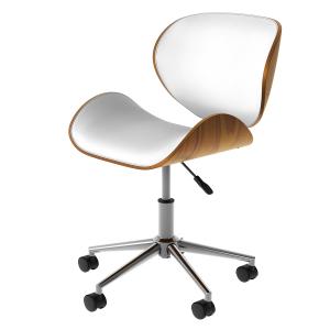 Chaise de bureau pivotante en cuir synthétique blanc 79-91c…