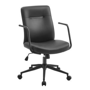 Chaise de bureau pivotante ergonomique surface PU noir d'en…