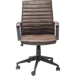 Chaise de bureau pivotante réglable à roulettes brune