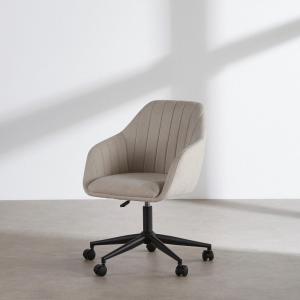 Chaise de bureau réglable à roulettes écrue