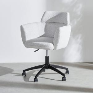 Chaise de bureau réglable à roulettes en textile gris clair…