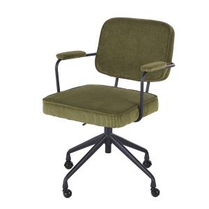 Chaise de bureau réglable à roulettes en velours côtelé ver…