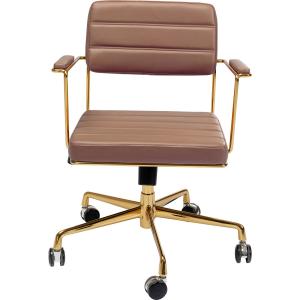Chaise de bureau réglable à roulettes marron et acier doré…
