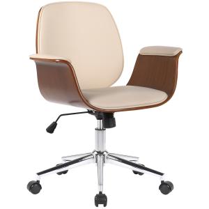 Chaise de bureau réglable en bois Noyer / Crème