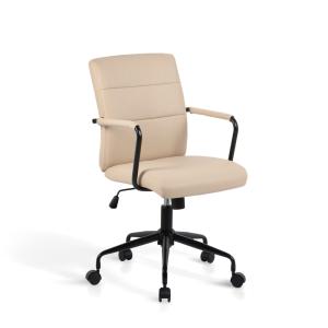 Chaise de bureau réglable en hauteur simili cuir beige 99x6…